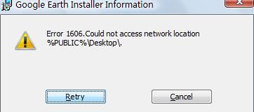  Error 1606. Could not access network location