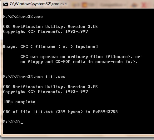  Microsoft CRC32 command line tool